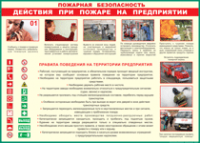 Таблица "Действия при пожаре на предприятии" (100х140 сантиметров, винил) - fgospostavki.ru - Самара