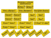 Набор магнитных карточек "Вопросы к членам предложения" (фон жёлтый) - fgospostavki.ru - Самара