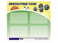 Стенд информационный "Физкультурный уголок" (80х75 сантиметров, 4 кармана, алюминиевый профиль) - fgospostavki.ru - Самара