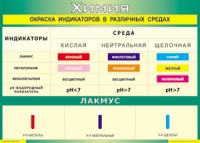 Таблица "Окраска индикаторов в различных средах" (100х140 сантиметров, винил) - fgospostavki.ru - Самара