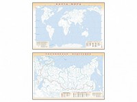 Фрагмент (демонстрационный) маркерный (двухсторонний) "Карта мира и Российской Федерации" (немая) с комплектом тематических магнитов - fgospostavki.ru - Самара
