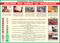 Таблица "Действия при пожаре на предприятии" (100х140 сантиметров, винил) - fgospostavki.ru - Самара