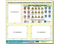 Стенд информационный "Правила техники безопасности в кабинете физики" (75*70, 3 кармана) - fgospostavki.ru - Самара
