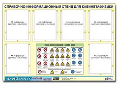 Стенд информационный "Правила техники безопасности в кабинете физики" (80х110, 6 карманов) - fgospostavki.ru - Самара