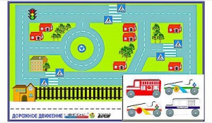 Игровой коврик "Дорожное движение - 3" с набором транспортных средств - fgospostavki.ru - Самара
