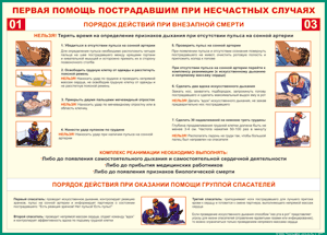 Таблица "Порядок действий при внезапной смерти" (100х140 сантиметров, винил) - fgospostavki.ru - Самара