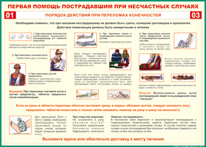 Таблица "Порядок действий при переломах конечностей" (100х140 сантиметров, винил) - fgospostavki.ru - Самара
