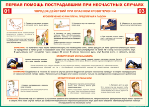 Таблица "Порядок действий при опасном кровотечении" (100х140 сантиметров, винил) - fgospostavki.ru - Самара