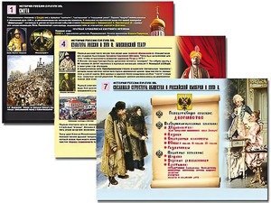 Комплект таблиц по истории "История России XVI - XVIII вв." раздаточные (цветные, ламинированные, А4, 10 штук) - fgospostavki.ru - Самара