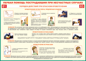 Таблица "Порядок действий при опасном кровотечении" (100х140 сантиметров, винил) - fgospostavki.ru - Самара