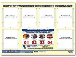 Стенд информационный "Основы безопасности жизнедеятельности" (80*110, 6 карманов) - fgospostavki.ru - Самара