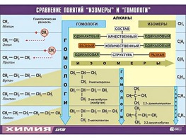 Таблица демонстрационная "Сравнение понятий изомер и гомолог" (винил 70x100) - fgospostavki.ru - Самара