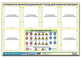 Стенд информационный "Правила техники безопасности в кабинете физики" (80х110, 6 карманов) - fgospostavki.ru - Самара